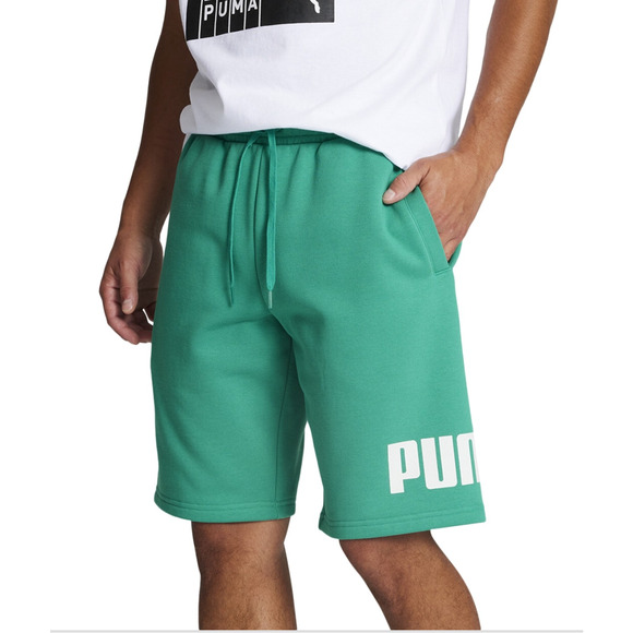 Puma Men Regular Fit Big Logo Print Fleece 10" Shorts Sparkling Green Size XXL - Picture 1 of 3